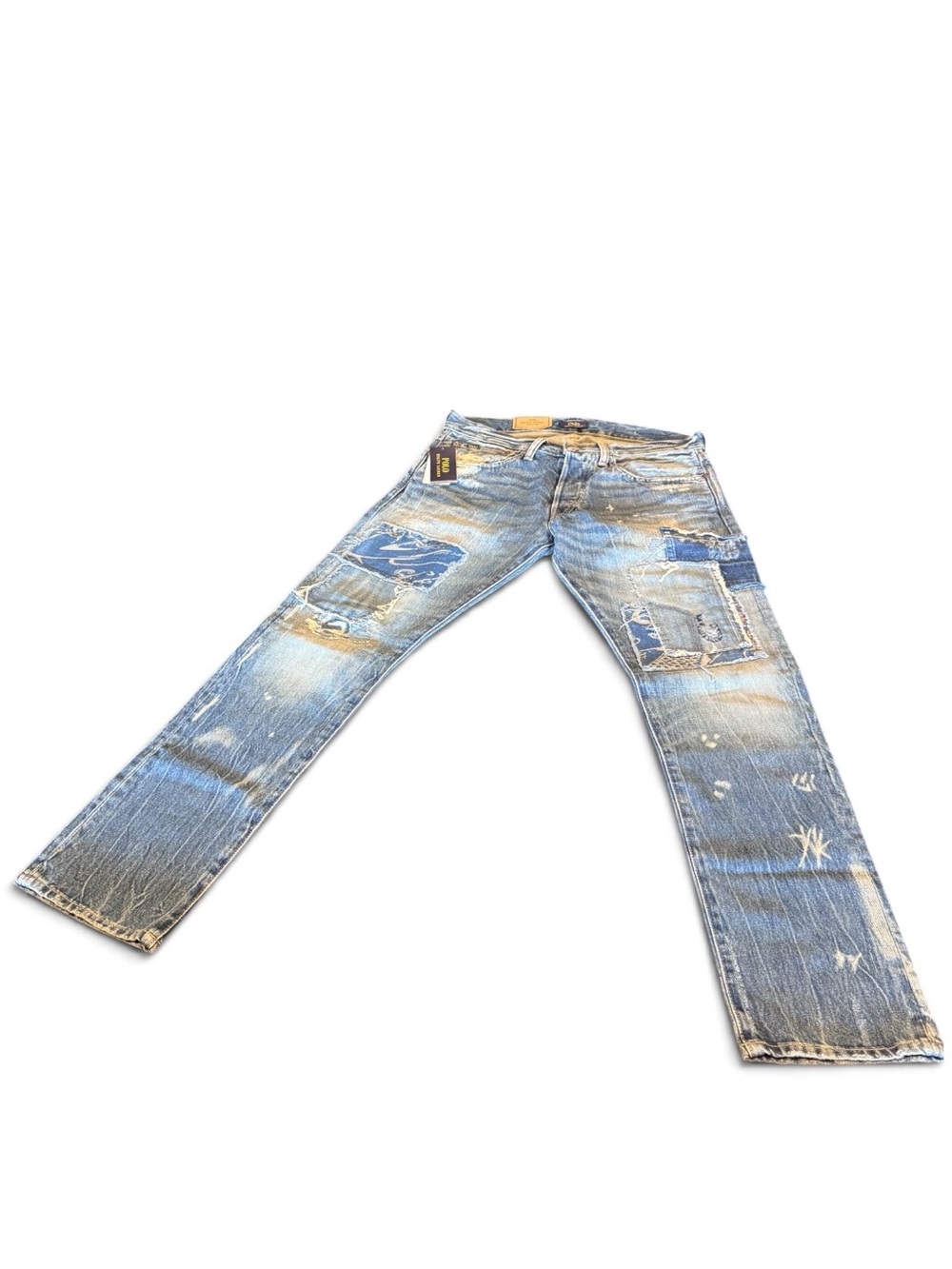 Polo Ralph Lauren Sullivan Slim Patchwork Distressed Jeans 30x30 NWT $248 - Picture 2 of 16